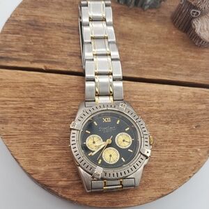 Greatland Resistant Quartz Gold and Silver Wristwatch with Black Dial B3312